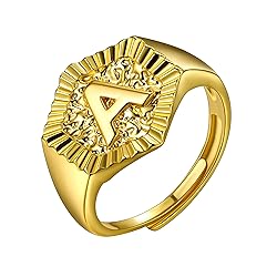 U7 Trendy A-Z Letter Gold Plated Adjustable Opening