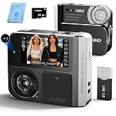 64MP&amp;4K Digital Camera for Photography,Pocket Camera,Swipe to Power On,5X Digital Zoom,Dual Screen for Self-Framing,Auto Focus,21 Filters,USB Charging,64GB TF Card (Black)