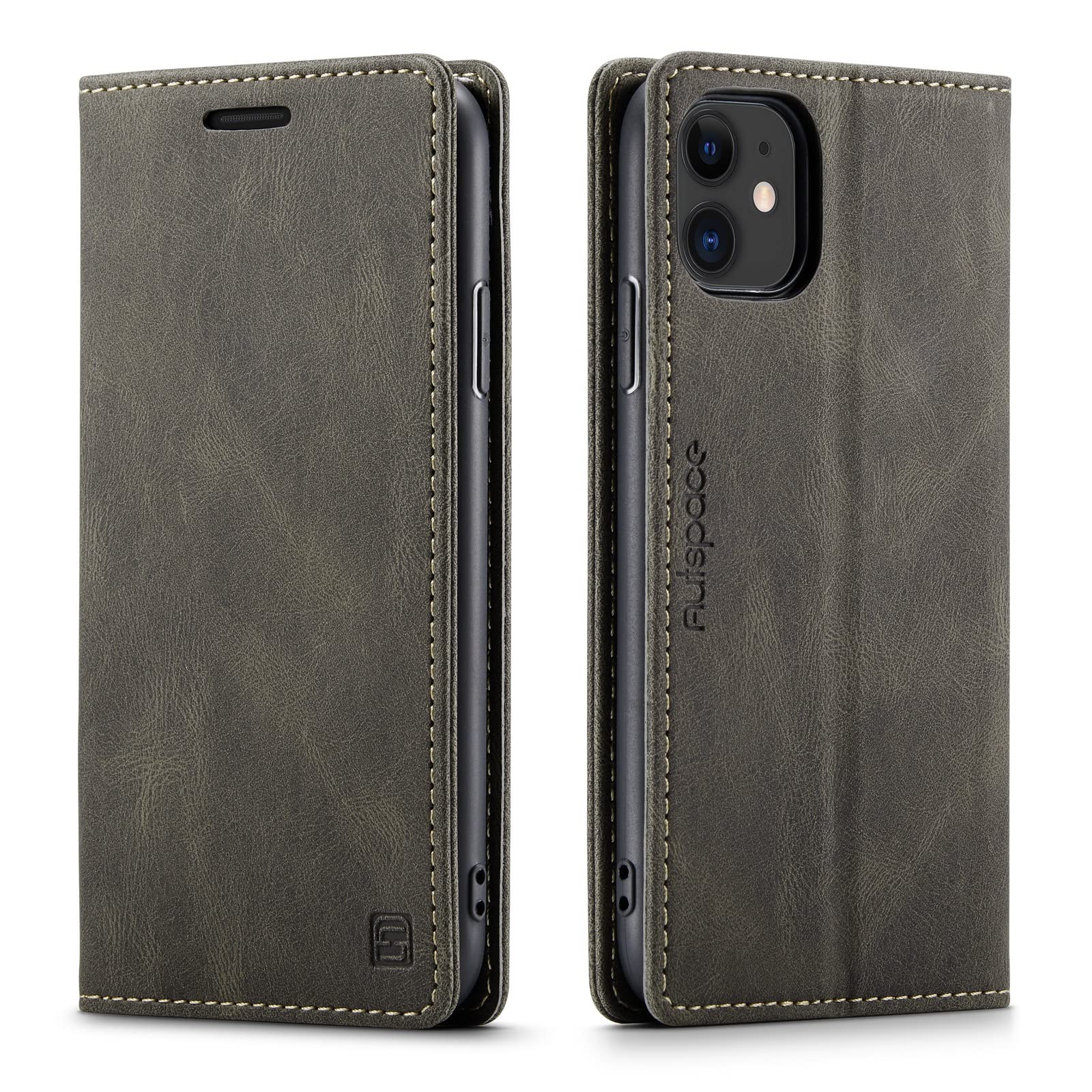 LOLFZ Wallet Case for iPhone 11, Magnetic Flip Leather Case with RFID Block Card Slots Kickstand Shockproof Protective Cover Compatible with iPhone 11 6.1 Inch - Coffee Brown