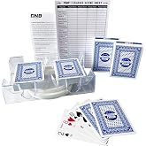 DNB Canasta Card Game Set - Includes 2 Decks of Blue Scored Playing Cards a Revolving Card Tray 50-Page Score Pad and Game Instructions