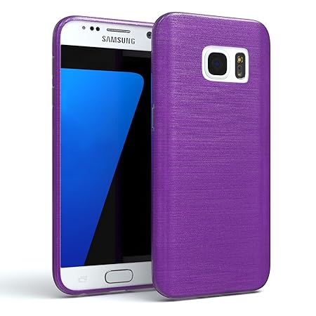 EAZY CASE Hülle für Samsung Galaxy S7 Schutzhülle Silikon, gebürstet, Slimcover in Edelstahl Optik, Handyhülle, TPU Hülle/Sof