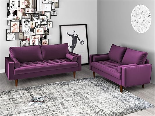 Container Furniture Direct Mid Century Modern Velvet Sofa Set