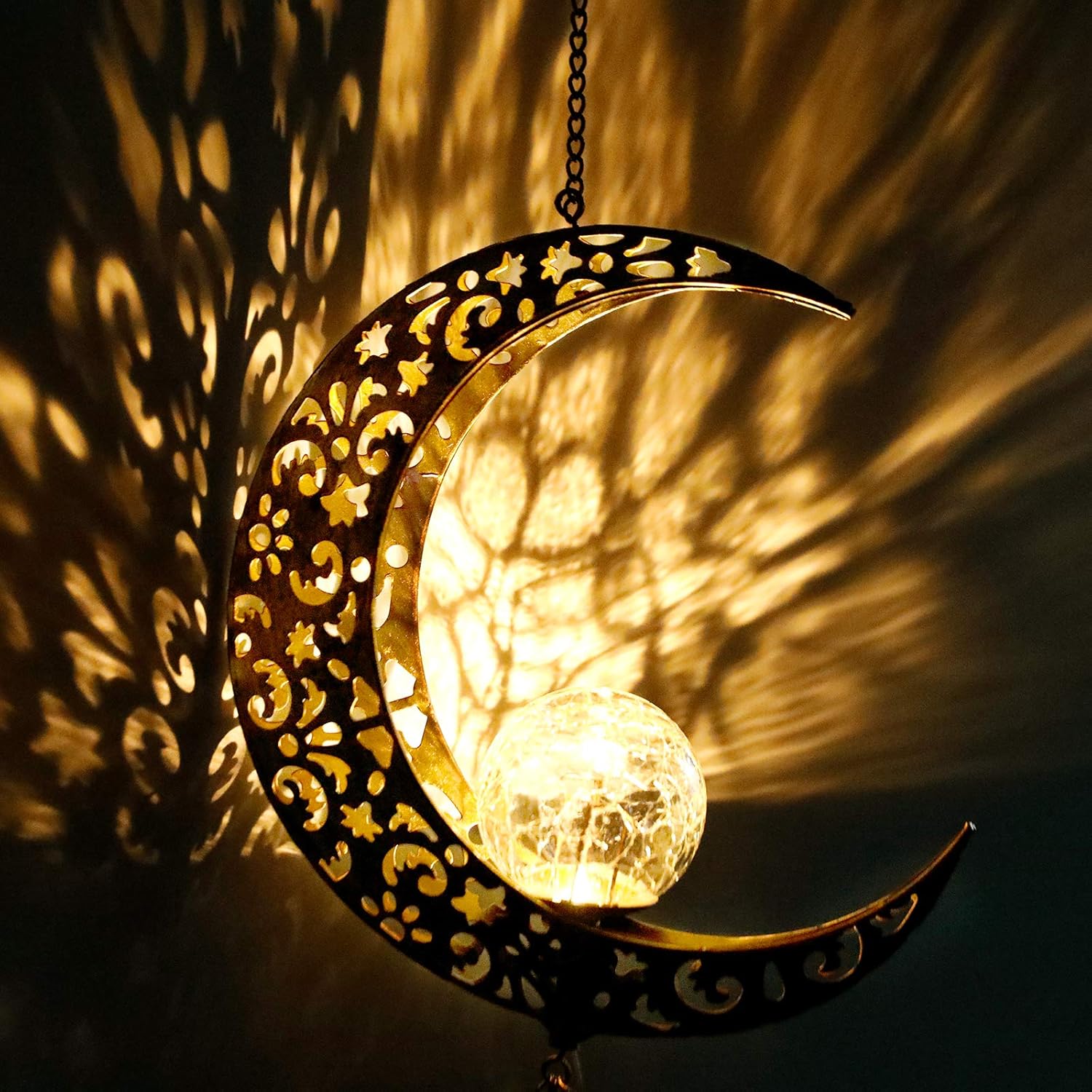 DesGully Wind Chimes, Moon Crackle Glass Ball Solar Wind Chimes with Amazing Deep Tone Outside Garden Decor for Spiritual Gifts, Unique Hanging Decor for Mom Women Grandma(41" Heavy-Duty Metal Chimes) : Garden & Outdoor