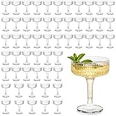 Houmury 56 Pcs 7oz Plastic Wine Glasses Unbreakable Wedding Plastic Champagne Flutes Goblet Glasses Reusable Clear Acrylic Martini Drinkware For Birthday Party (56, Clear)
