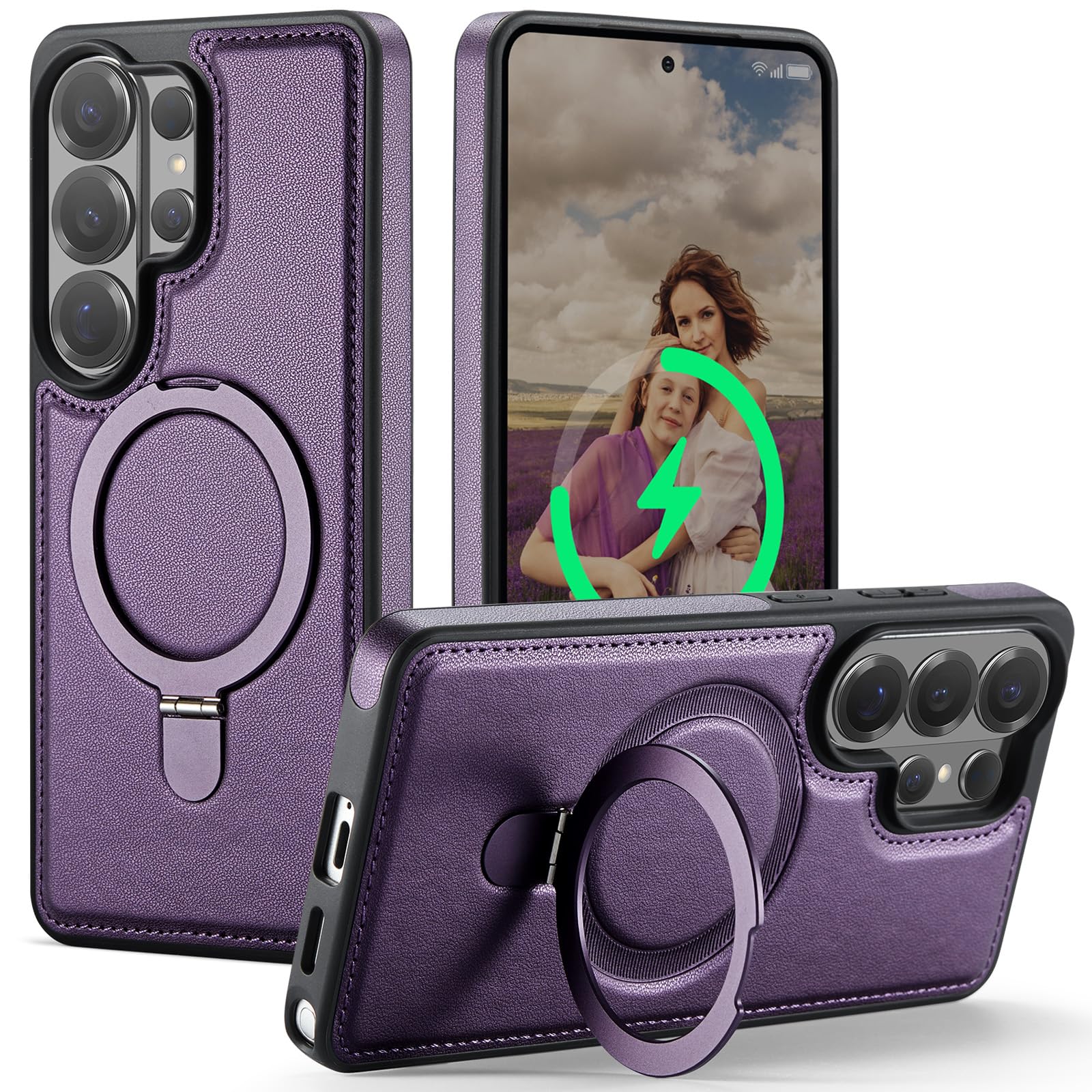 CHEEWADA for Samsung Galaxy S26 Ultra Case with Stand Compatible with Magsafe, Slim PU Leather & Rubber Drop Proof Magnetic Kickstand Protective Phone Cases Cover for Galaxy S26 Ultra 6.9", Purple