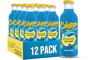 Calypso Lemonade, Ocean Blue Lemonade, Made with Real Fruit, 16 Fl Oz Glass Bottles (Pack of 12)