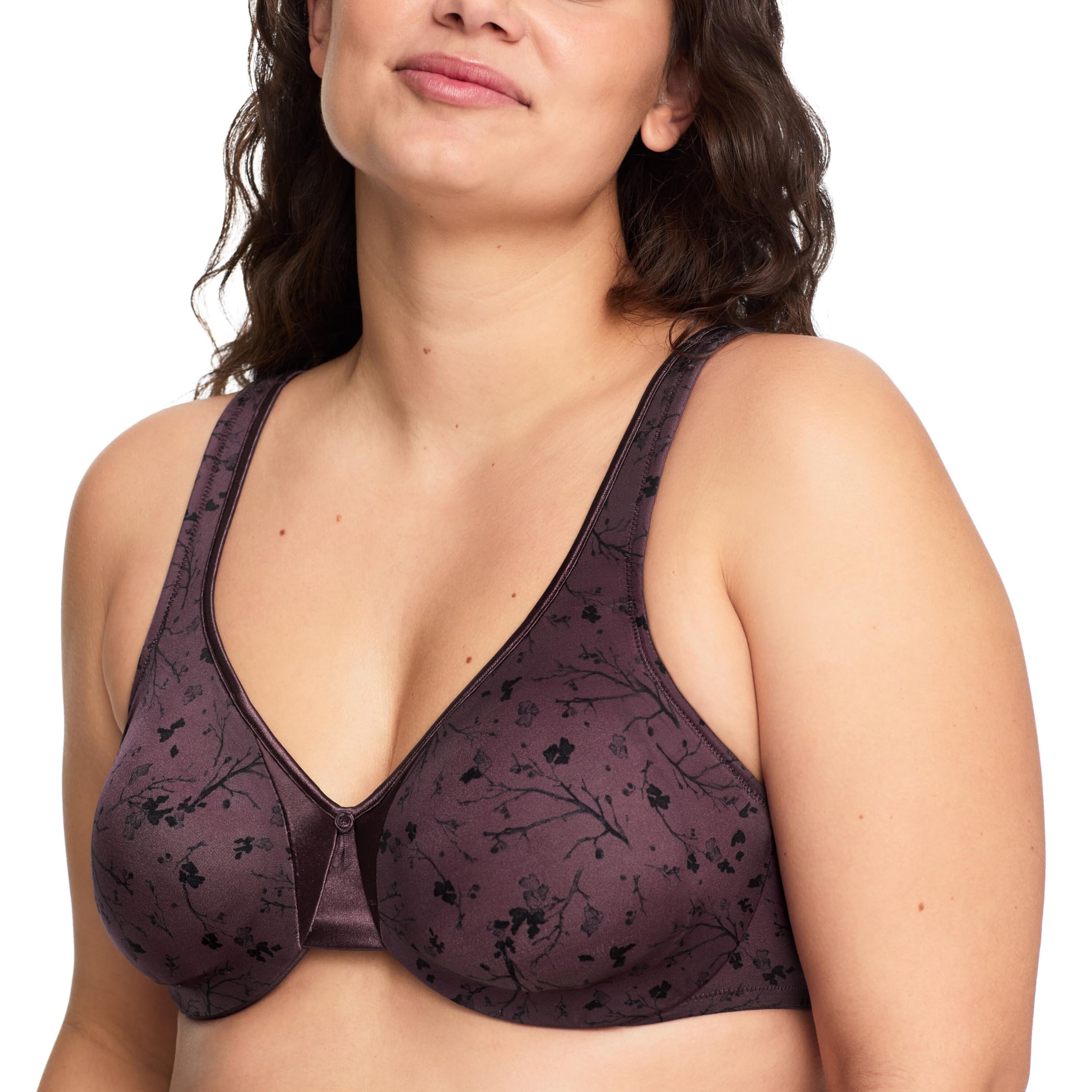 Warner's Women's Signature Support Cushioned Underwire for Support and Comfort Underwire Unlined Full-Coverage Bra 35002A, Burgundy Soft Vines, 36DD Image Warner's Women's Signature Support Cushioned Underwire for Support and Comfort Underwire Unlined Full-Coverage Bra 35002A, Burgundy Soft Vines, 36DD Image