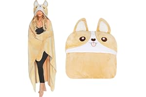 Moyel Corgi Blanket for Women Funny Cute Soft Warm Fluffy Fuzzy Wearable Blanket Hoodie Corgi Gifts for Corgi Lovers Mom Girlfriend Wife Friend Sister for Christmas Birthday