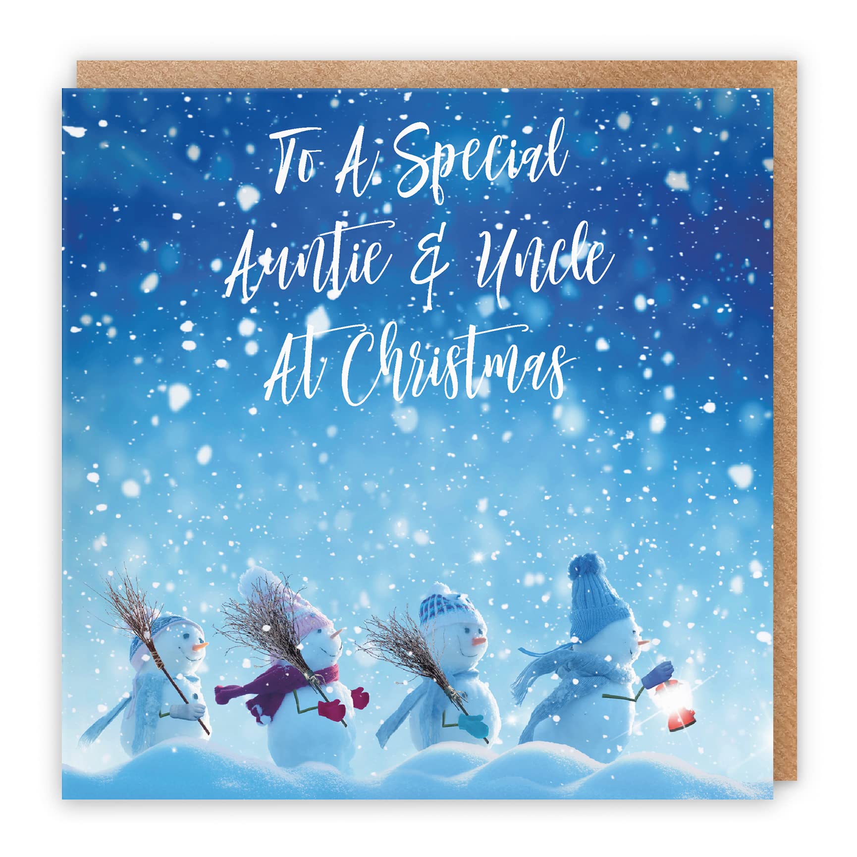 Hunts England - Auntie And Uncle Christmas Card - To A Special Auntie & Uncle At Christmas - Snow People Collection - Fun Card