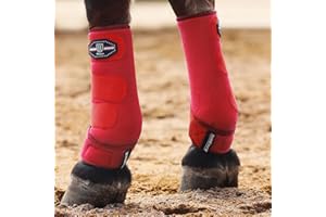 Harrison Howard Horse Sport Medicine Front Shock-Absorbing Boots All-Round Lower Limb Protection & Support Sport Boots Perfect for Endurance Training and Performance Pack of 2 Scarlet Red L