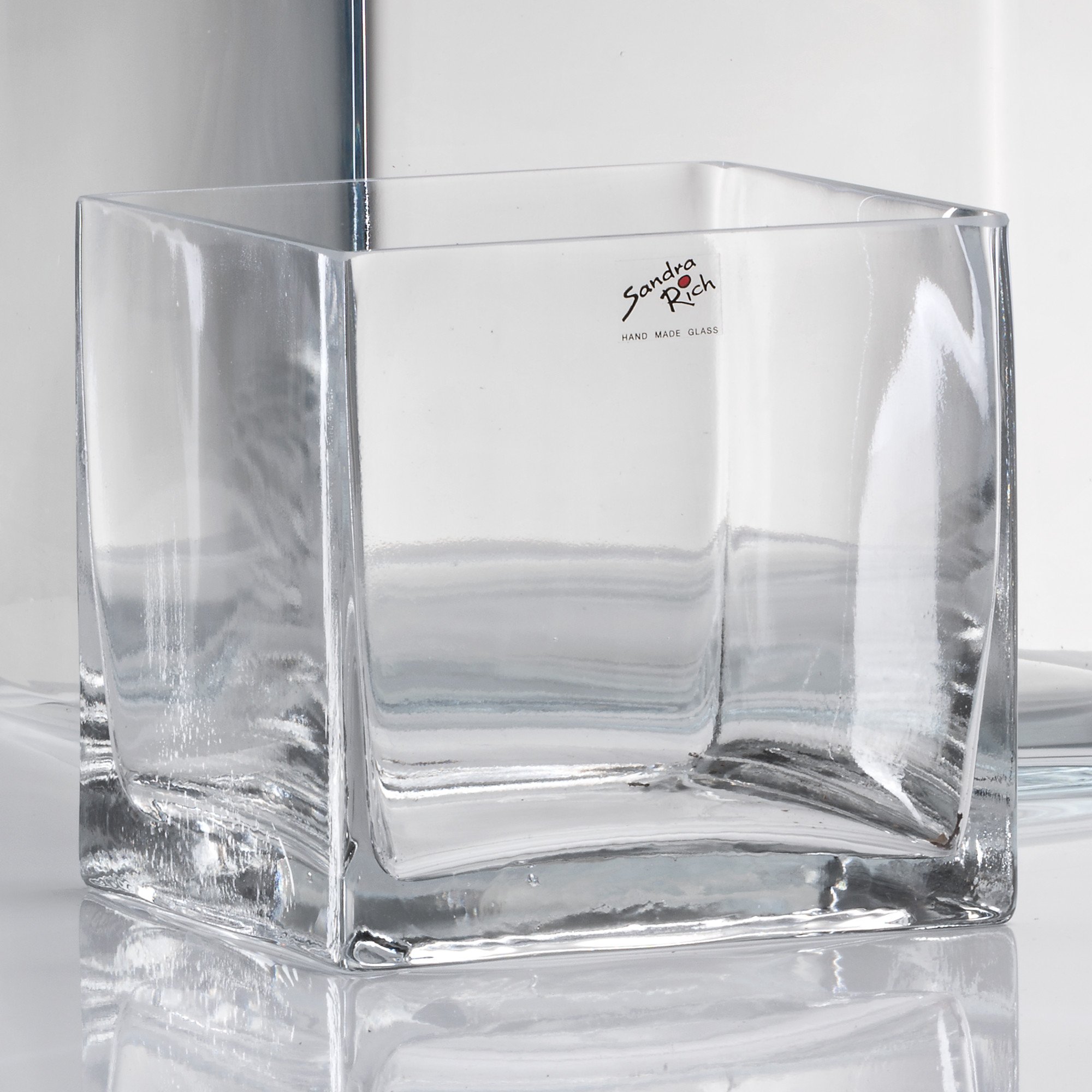 Sandra Rich Glass Cube Vase, 14cm, Transparent