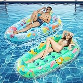 LUSARRYWILL 2 Pack Pool Floaties for Adults, 72"X42" Ultra Size with Headrest, Cooling Holes, Giant Pool Mats, Multi-Purpose