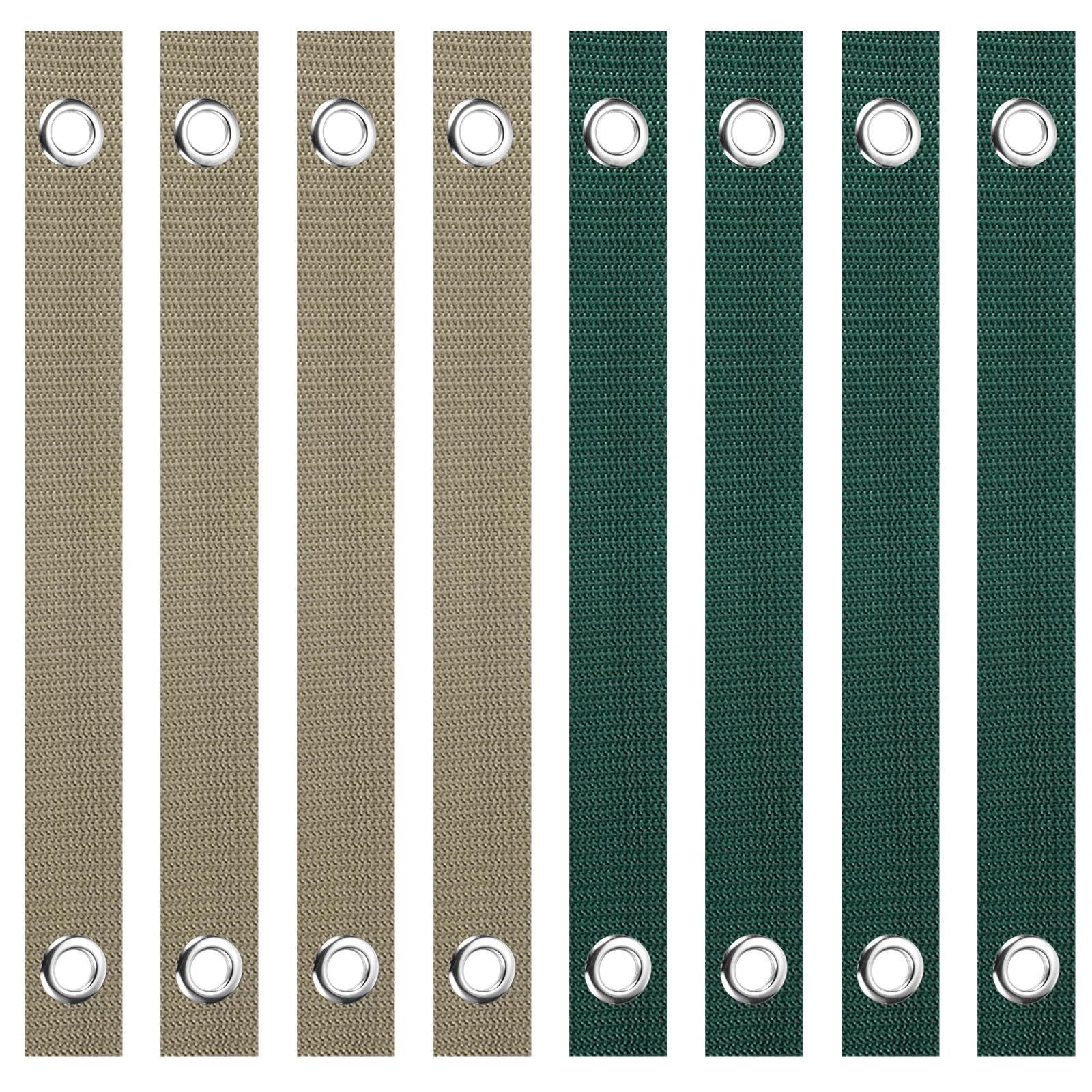 PATIKIL 16 Inch Tree Straps for Staking, 8 Pack Tree Support Stakes, Tree Straightening Ties with Grommets for Newly Planted Straight, Green, Tan