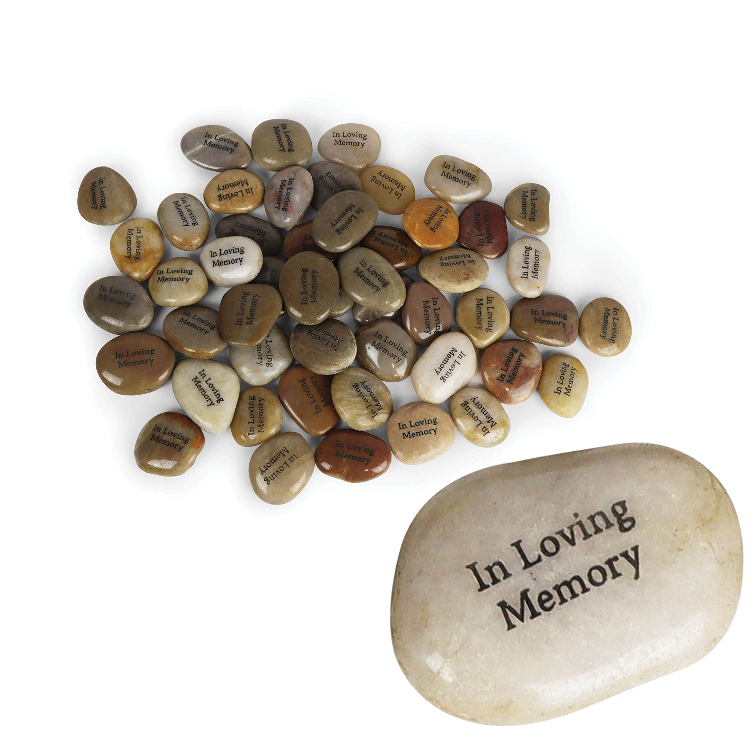 Photo 1 of Funeral Favors - 50 Memorial Stones - Inspirational River Rocks Engraved with in Loving Memory - Celebration of Life Decorations - Recuerdos de Difuntos para DAR En UNA Misa