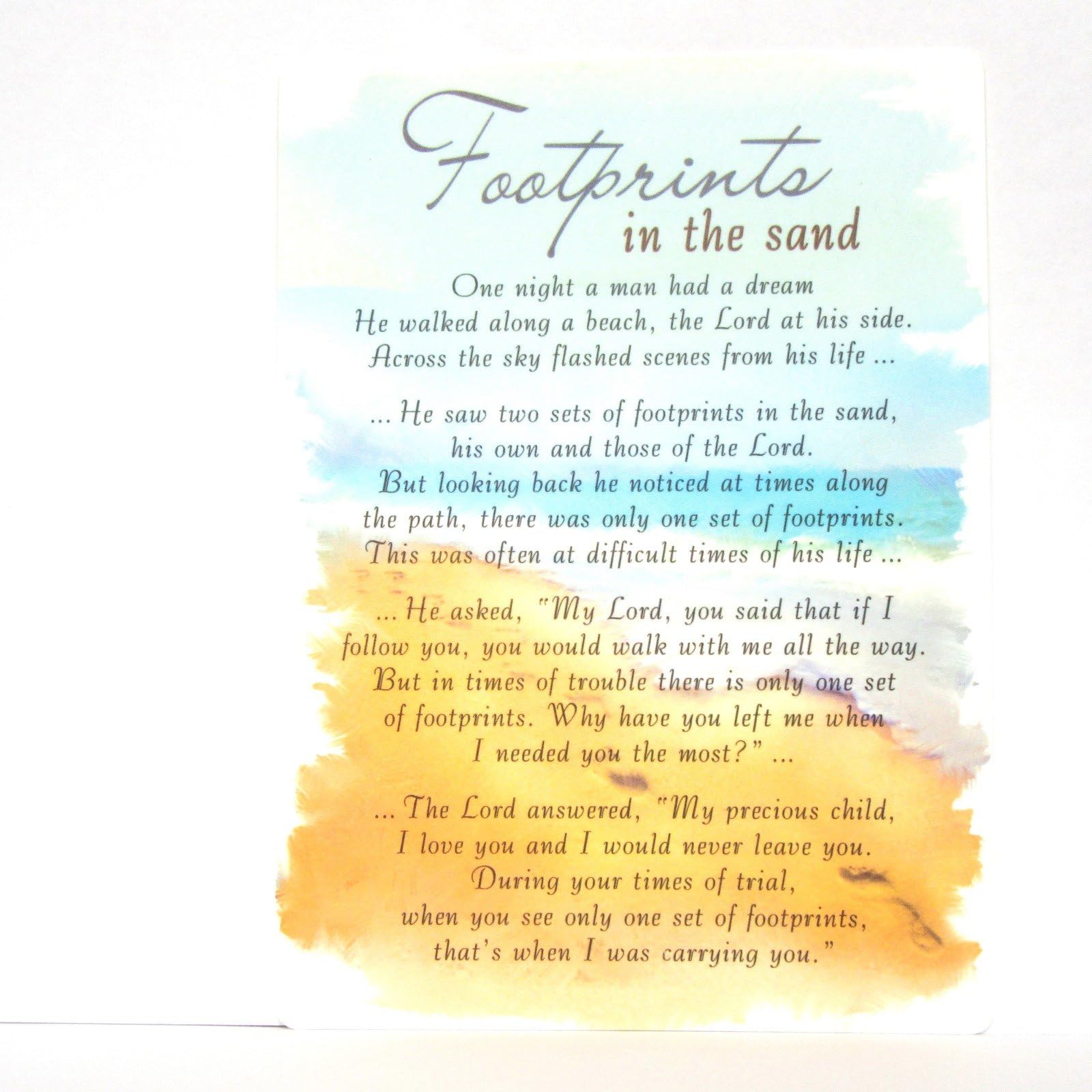 Special Thoughts Footprints in the Sand Plastic Grave Card