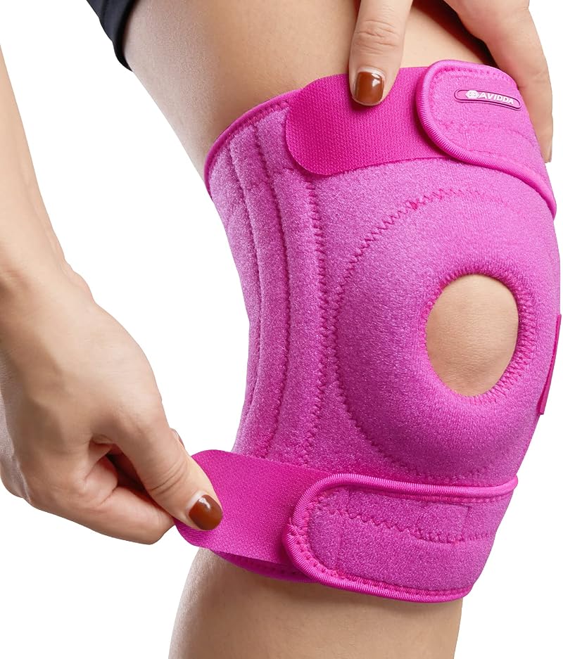 AVIDDA Knee Support Open Patella 3 Straps Running ACL MCL Pink