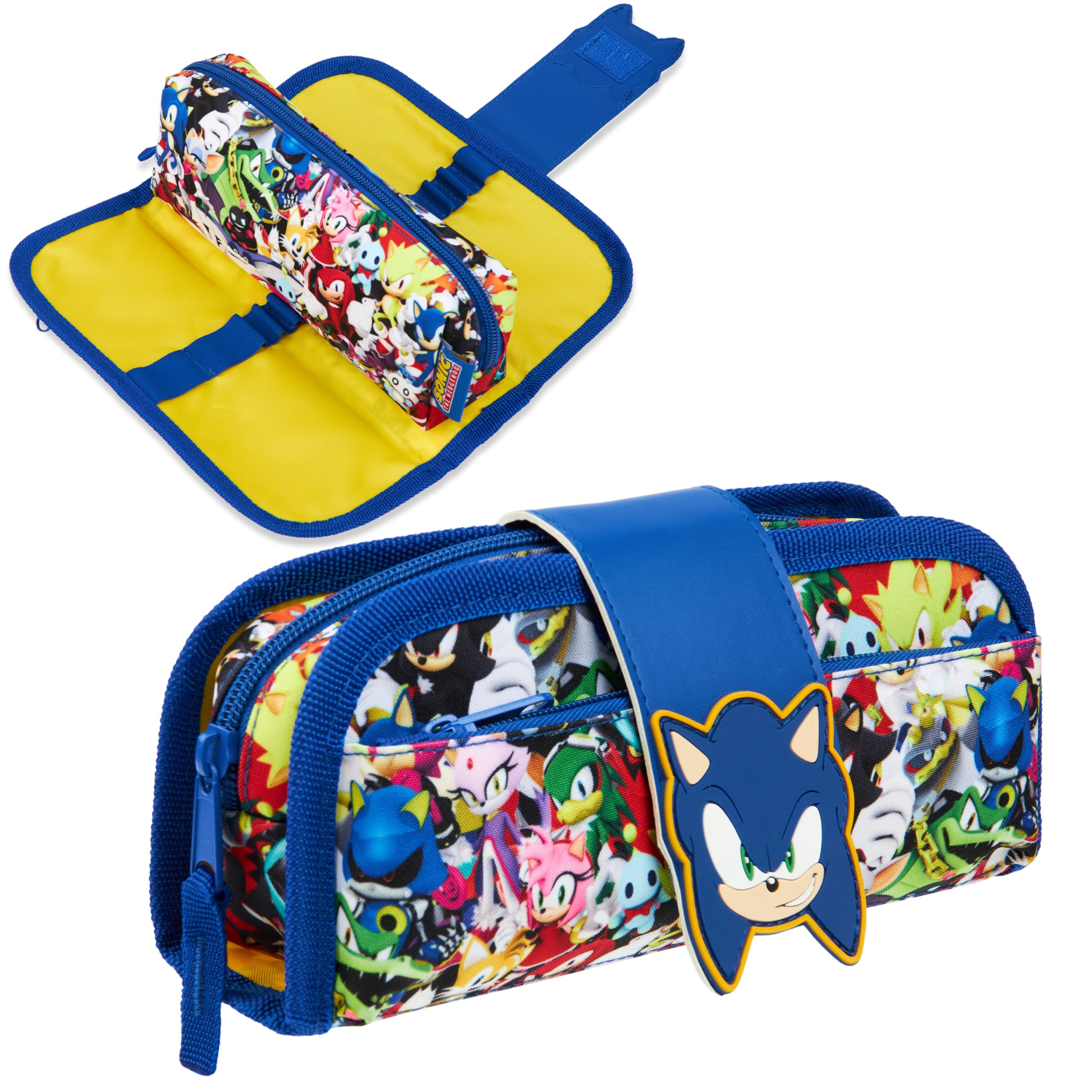 Sonic The Hedgehog Pencil Case for Boys 2 in 1 with Multiple Compartments Removable Pen Pouch School Supplies Boys Gifts