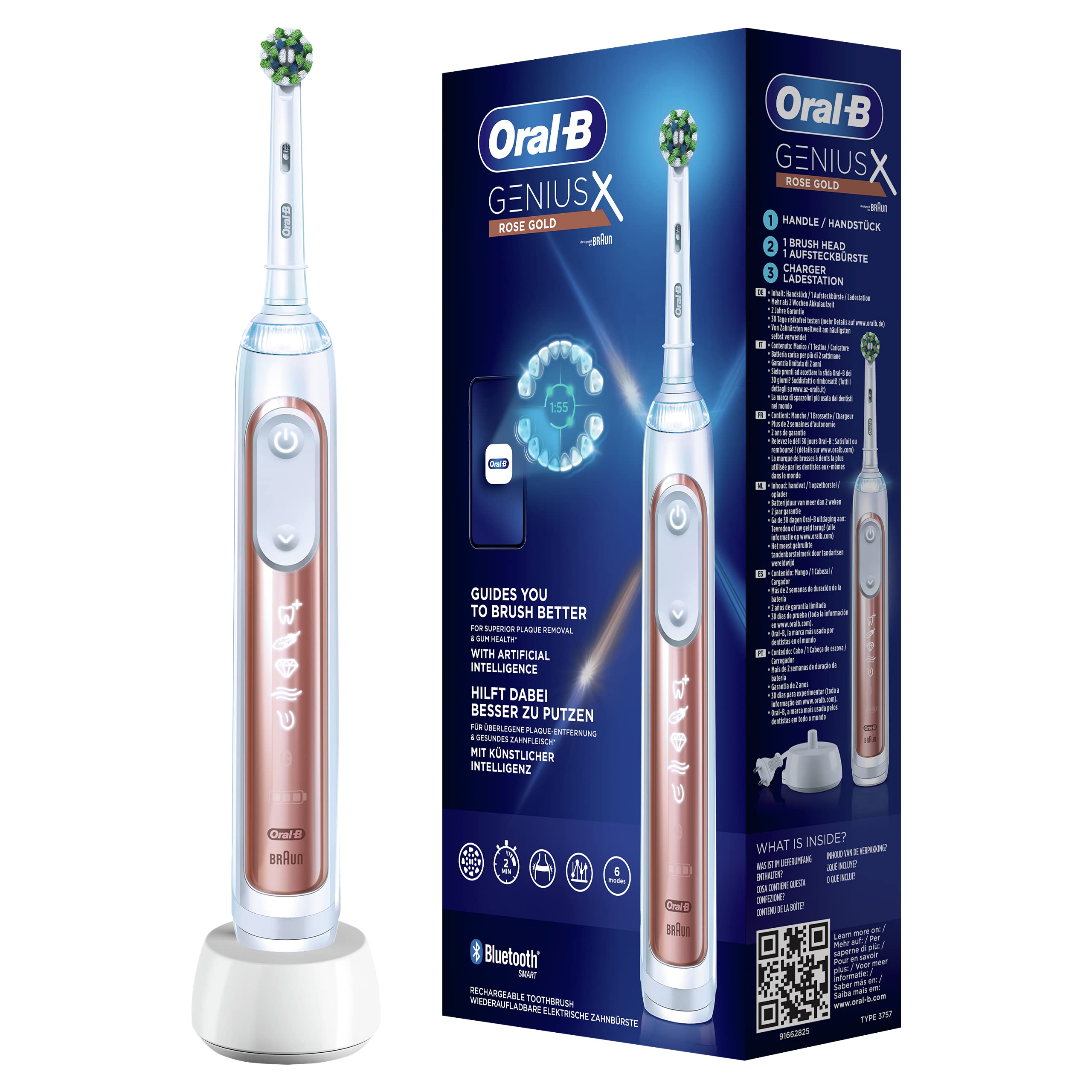 Oral-B Genius X 80354127 electric toothbrush Adult Oscillating toothbrush Pink gold, White