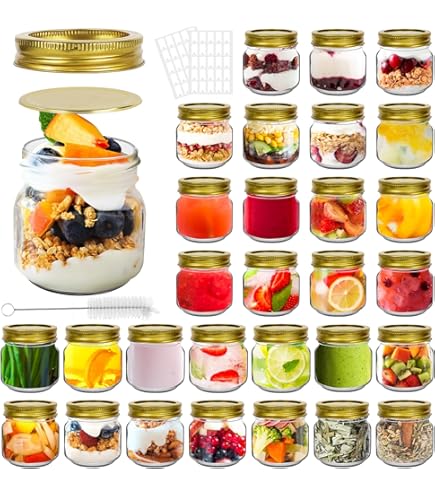 Jinaneil Lot De 20 Mini Bocaux Mason De 113,4 G Avec Couvercles Et Bandes - Bocaux En Conserve Pour Confiture, épices, Miel, Haricots, Bonbons, Cadeaux De Mariage, Cadeaux De Fête