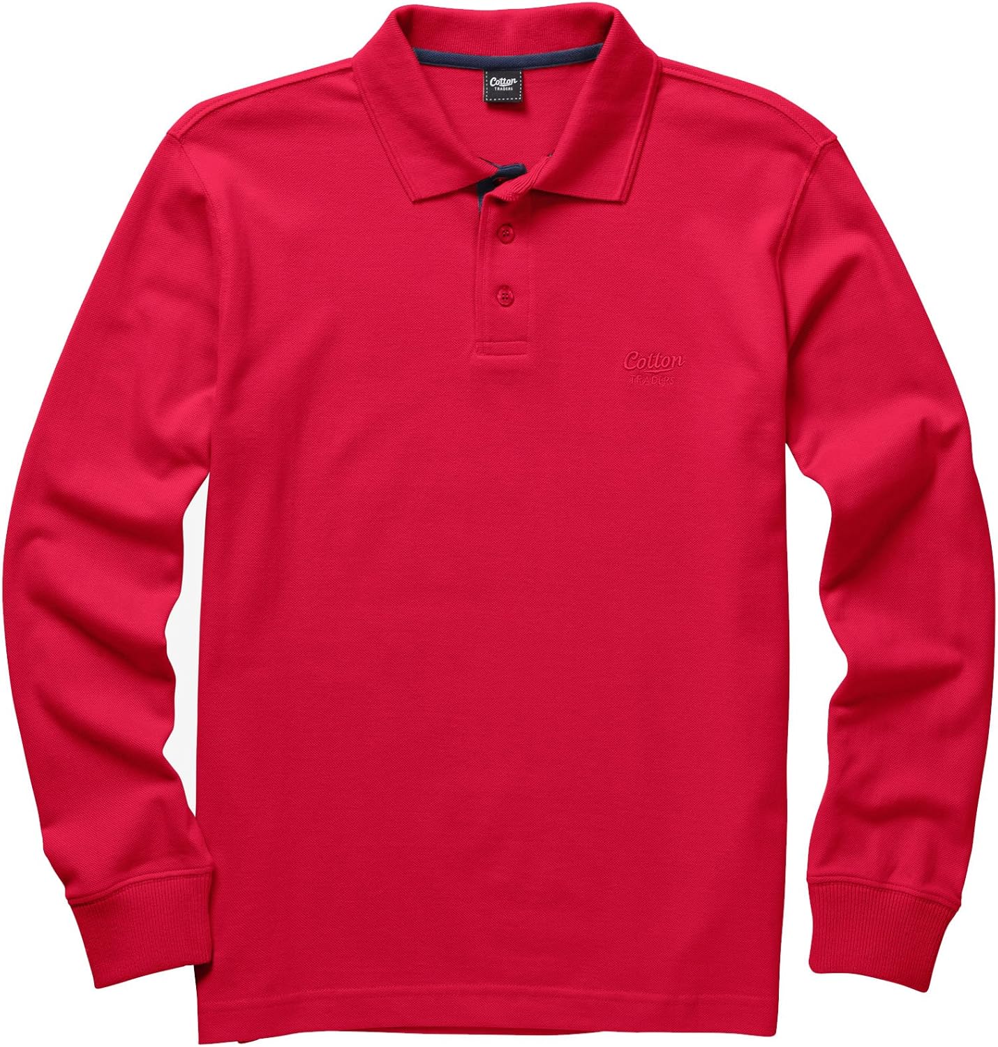 Cotton Traders Unisex Regular Fit Anti Curl Collar Casual Long Sleeve