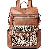 Shrrie 15.6 inch Laptop Backpack for Women,Large Leather Purse,Travel Backpacks Carry on,Water Resistant Casual Laptop Backpacks,College Backpack,Work Backpack for Women,Two-tone Camel Brown
