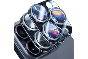 OTAO for iPhone 15 Pro/15 Pro Max Camera Lens Protector, 2Pack Corning Tempered Glass+Dazzling Metal Screen Protection Glitter Camera Cover -Easy Fit Tray/Case Friendly/Stick Tightly(Blue Titanium)