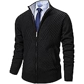 XinYangNi Men's Cardigan Sweaters Knit Zipper Casual Slim Fit Stand Collar with Full Zip and Pockets