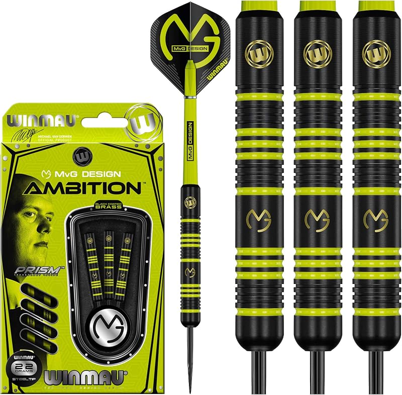 Winmau Michael van Gerwen MvG Ambition Brass 24g Darts Set with Flights and
