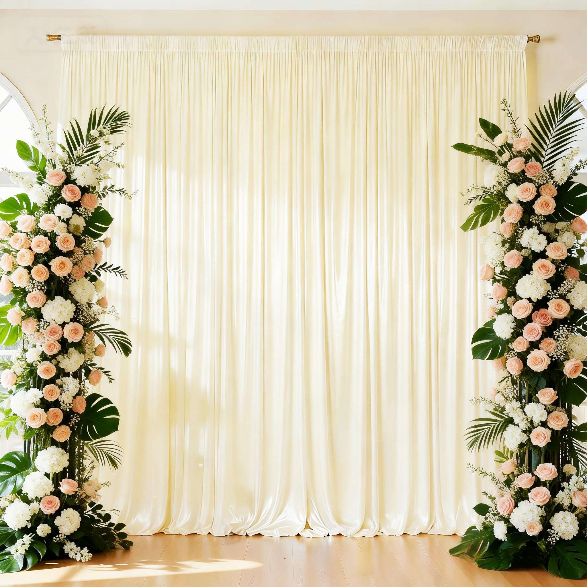 Photo 1 of 10x10 ft Champagne Backdrop Curtain for Parties, 2 Panels 5x10FT Wrinkle Free Glitter Photo Backdrop Drapes Shimmer Back Drop Cloth for Wedding Birthday Graduations Stage Photography Background Decor