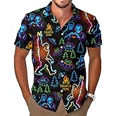 Bigfoot Print Hawaiian Shirt, Tropical Sasquatch Casual Button Shirt, Summer Monster Unique Shirt, Birthday Gifts