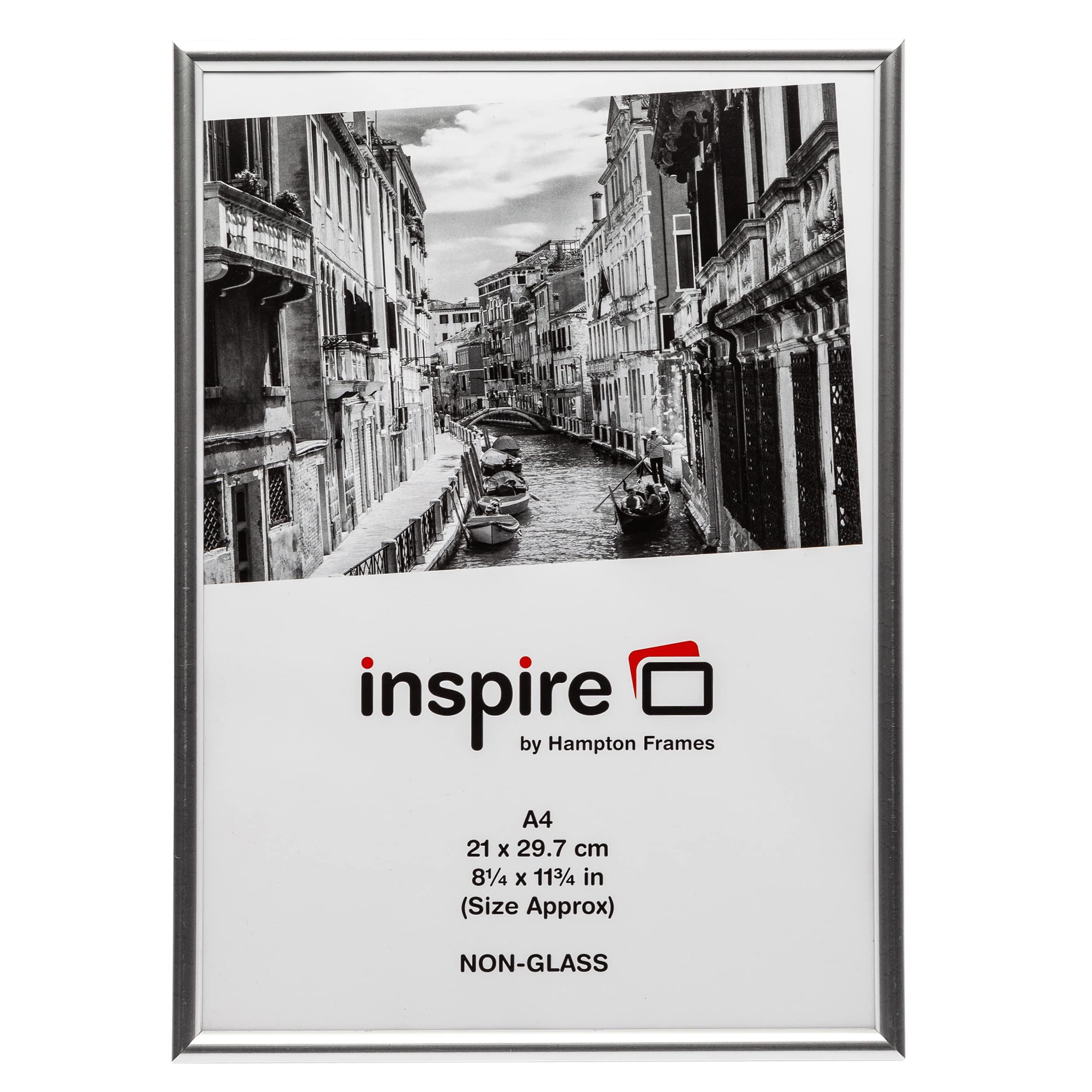 The Photo Album Company Hampton Frames BACKLOADER Poster Certificate Frame Acrylic (Non Glass) Silver A4 (21x30cm) A4MARSILNGX