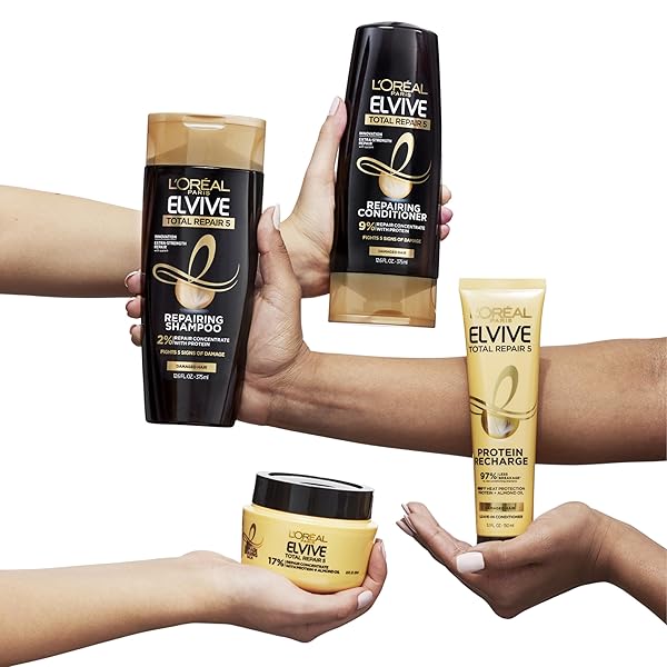 L’OREAL PARIS ELVIVE TOTAL REPAIR 5 REPAIRING SHAMPOO FOR DAMAGED HAIR SHAMPOO WITH PROTEIN AND CERAMIDE FOR STRONG SILKY SHINY HEALTHY RENEWED HAIR 28 FL OZ