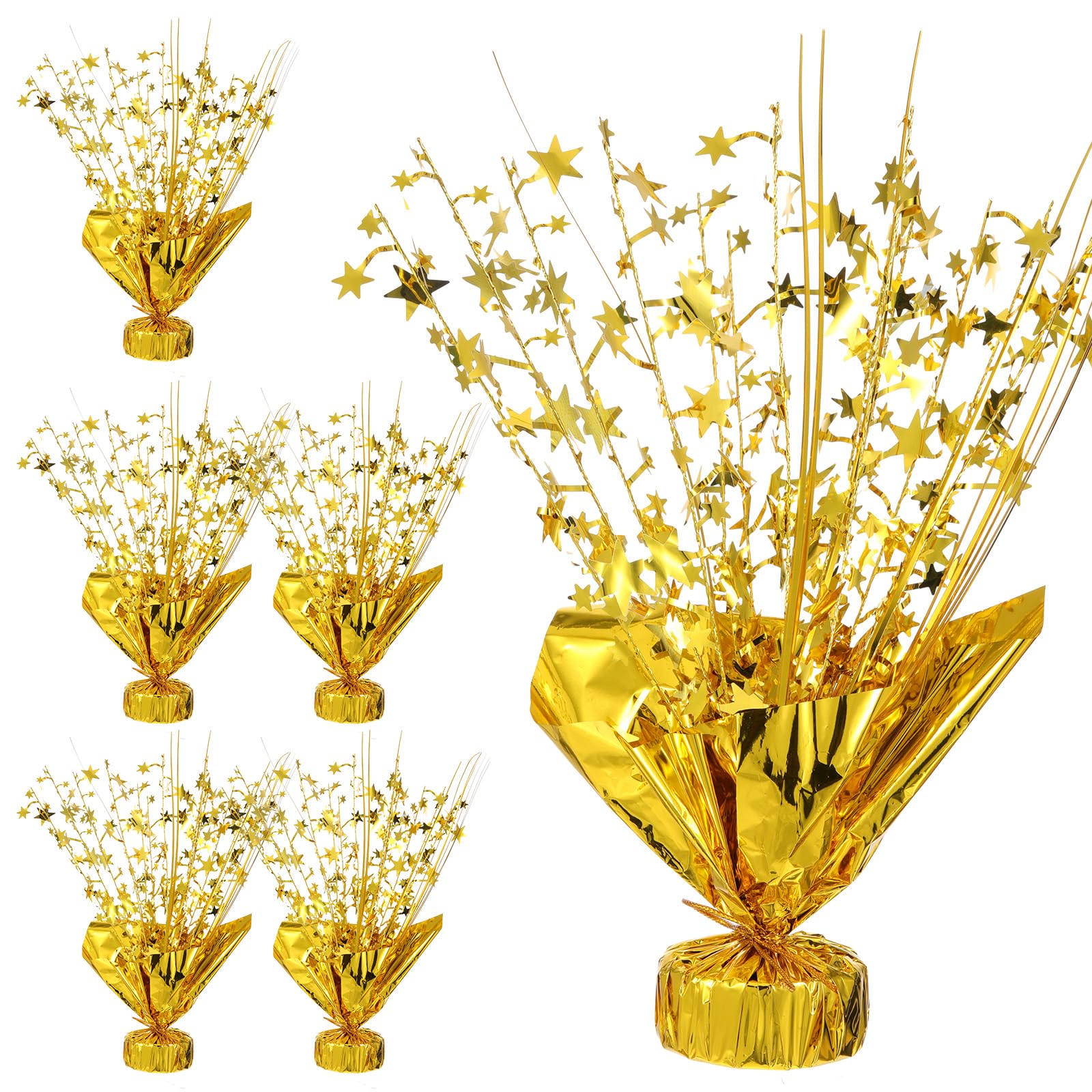 Photo 1 of 6 Pcs Metallic Foil Spray Centerpiece Star Table Decoration Gold Centerpieces Decors with Star Burst Table Centerpieces for Birthday Wedding Holiday Anniversary Graduation Home Party