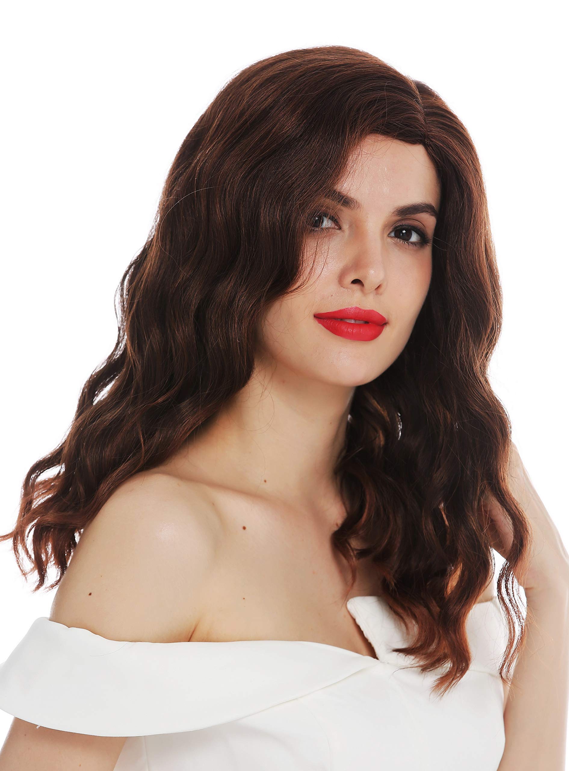 WIG ME UP - VK-58-2T30 wig women's wig long parting noble wavy waved Balayage highlights Hollywood diva chestnut brown