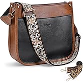 HKCLUF Crossbody Bags for Women Trendy Vegan Leather Hobo Handbags With 2PCS Adjustable Guitar Strap Shoulder Bucket Bags