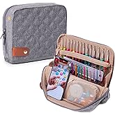 MYBAGZING Crochet Hook Case, Organizer for Hooks up to 7" &amp; Accessories | Stand-up crochet hook case for tunisian hooks,ergonomic hooks, aluminum needles, stitch markers and crochet accessories