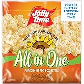 JOLLY TIME All in One Popcorn Kit with Sunflower Oil, Portion Packets with Kernels, Sunflower Oil and Salt for Movie Theater or Air Popper Machines (24 pack, 6oz Kettle)