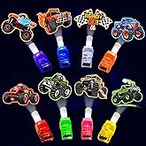 POPOOO 24PCS Monster Truck Party Favors-LED Finger Lights：Glow-in-the-Dark Light-Up Toys Bulk for Kids,Monster Jam Birthday Party Decorations Supplies, Party Goodie Bags, Classroom Prizes, Fun Gifts