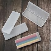 Chinco 4 Pieces Plastic Pencil Case White Clear Plastic Stationery Case | Hinged Lid and Snap Closure, for Pens Drill Bits Office Supplies, Durable Storage Organizer, Back to School Desk Essential