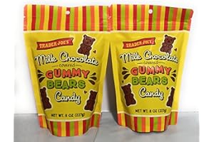 GENERIC Trader Joe's Milk Chocolate Covered Gummy Bears, Swedish Candy, Yellow Package, 8 oz 2 bags