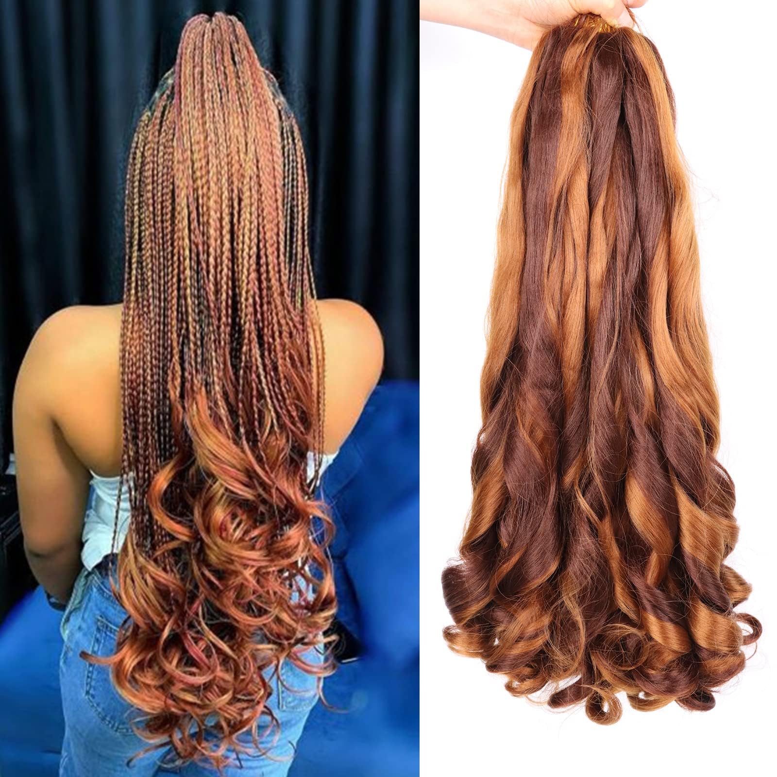 8 Packs 12 Inch French Curly Braiding Hair Loose Wave Spiral Curly Crochet Hair for Black Women Pre Stretched Braiding Hair with Curly Ends 12 Inch — image 1