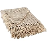 DII Chevron Throw Collection Handloomed Cotton, 50x60, Stone