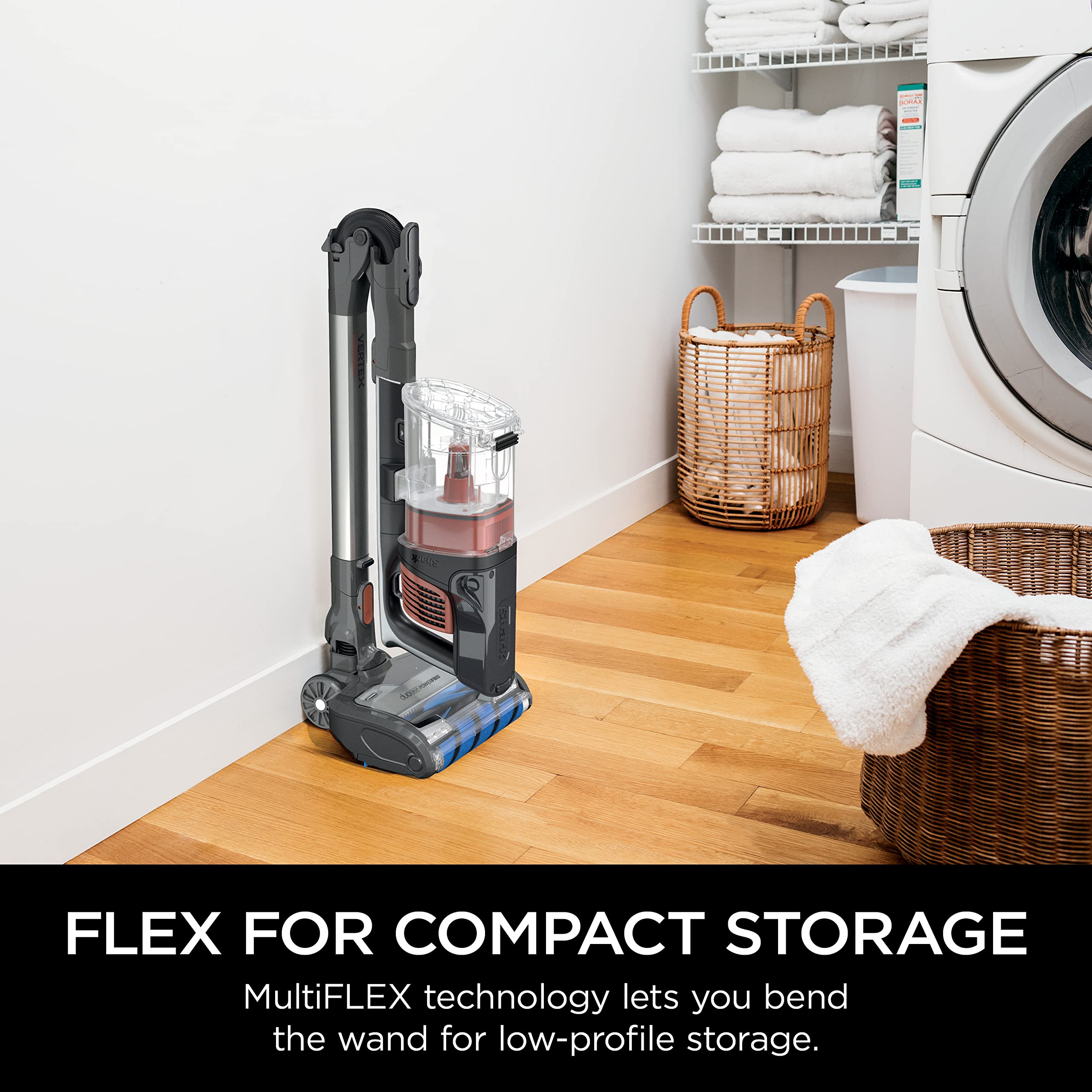Shark IZ483H Vertex Cordless Stick Vacuum with DuoClean PowerFins, MultiFLEX, Crevice Tool, Pet Multi-Tool & Anti-Allergen Brush, 120-min Runtime, Double Battery, Rosewood,Red