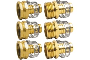 Xiny Tool Hose Repair Connectors with Claps, 5/8" Aluminum Garden Hose Repair Kit, Female and Male Hose Connectors & Fitting with Stainless Steel Clamp, 3 pack