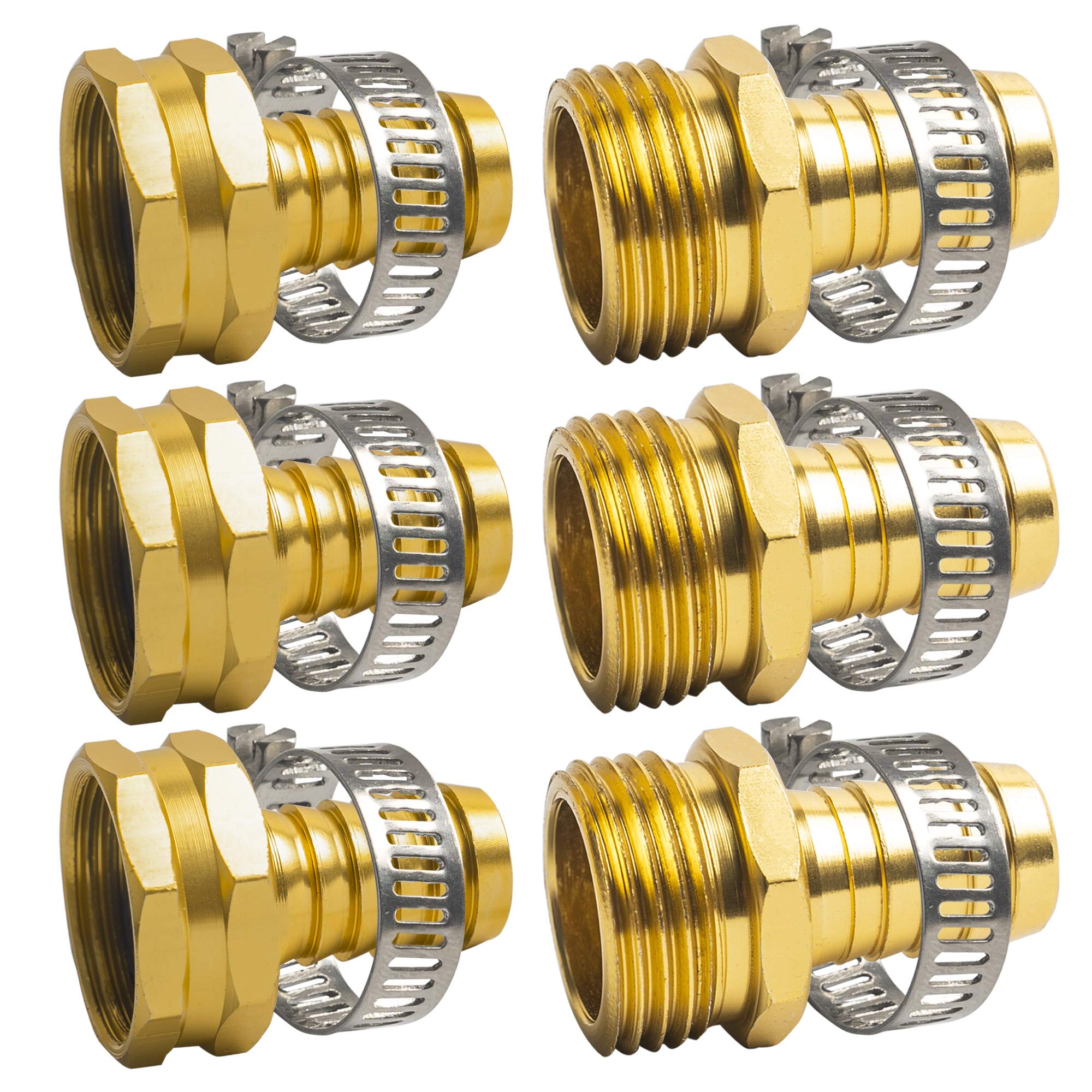 Photo 1 of Xiny Tool Hose Repair Connectors with Claps, 5/8" Aluminum Garden Hose Repair Kit, Female and Male Hose Connectors & Fitting with Stainless Steel Clamp, 3 pack