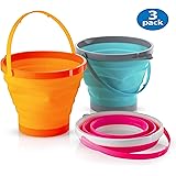 Foldable Pail Bucket Collapsible Buckets Multi Purpose for Beach, Camping Gear Water and Food Jug, Dog Bowls, Cats, Dogs…