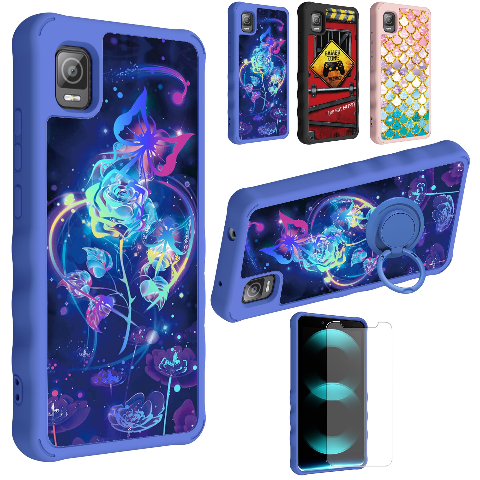 Generic for Ans Koobee K100 Case Compatible with Ans Koobee K100 SL004T Phone Case Cover [with Tempered Glass Screen Protector][Gold Glitter+Luminous] IMDL-LMG