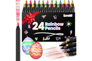 Lenski Stocking Stuffers for Teen Girls Kids, 24 Colors Jumbo Rainbow Pencils, Art Supplies for Adults Kids Teen Girl Boys Gifts Trendy Stuff, Gifts for 3-12 Year Old Girl Boy Birthday