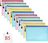 Vicloon 10Pcs B5 Zip Lock Mesh Document Wallets Multicolor