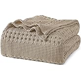 PHF 100% Cotton Waffle Weave Blanket Twin Size for Bed, Soft Lightweight & Breathable for Spring and Summer, All-Season Comfort, Luxury Aesthetic Blanket for Home Decor, 66"x90", Taupe